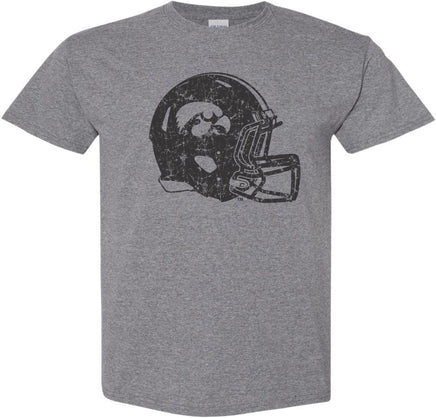 Big Iowa Football Helmet - Medium Gray t-shirt for the Iowa Hawkeyes. Officially Licensed and approved by the University of Iowa.