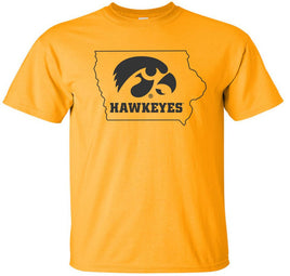 Tigerhawk Hawkeyes in State - Gold t-shirt. Officially Licensed and approved by the University of Iowa.