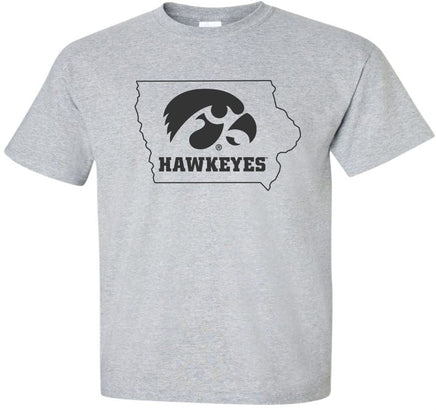 Tigerhawk Hawkeyes in State - Light Gray t-shirt. Officially Licensed and approved by the University of Iowa.
