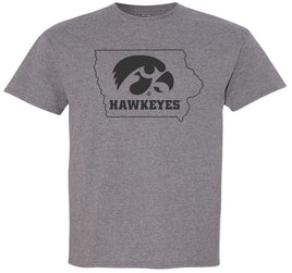 Tigerhawk Hawkeyes in State - Medium Gray t-shirt. Officially Licensed and approved by the University of Iowa.