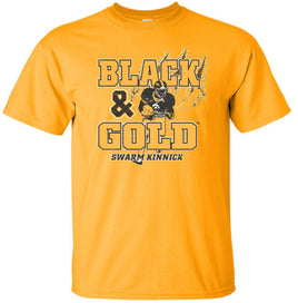 Black & Gold Swarm Kinnick - Gold t-shirt. Officially Licensed and approved by the University of Iowa.