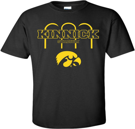 Kinnick Stadium Arches - Black t-shirt. Officially Licensed and approved by the University of Iowa.