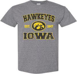 Hawkeyes Iowa Est 1847 - Medium Gray t-shirt for the Iowa Hawkeyes. Officially Licensed and approved by the University of Iowa.