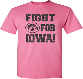 Fight For Iowa with Tigerhawk - Azalea Pink t-shirt for the Iowa Hawkeyes. Officially Licensed and approved by the University of Iowa.