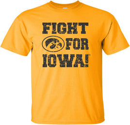 Fight For Iowa with Tigerhawk - Gold t-shirt for the Iowa Hawkeyes. Officially Licensed and approved by the University of Iowa.
