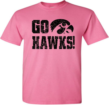 Go Hawks with Tigerhawk - Azalea Pink t-shirt for the Iowa Hawkeyes. Officially Licensed and approved by the University of Iowa.