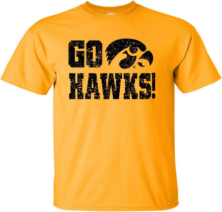Go Hawks with Tigerhawk - Gold t-shirt for the Iowa Hawkeyes. Officially Licensed and approved by the University of Iowa.