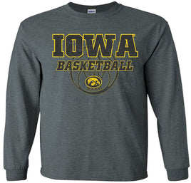 Iowa Basketball Dark Gray Long Sleeve Shirt. Officially Licensed and approved by the University of Iowa.