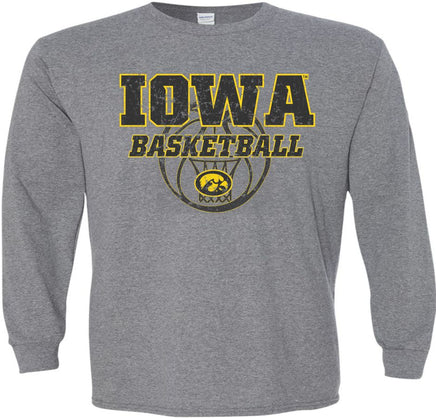 Iowa Basketball - Iowa Hawkeyes Medium Gray Long Sleeve Shirt. Officially Licensed and approved by the University of Iowa.