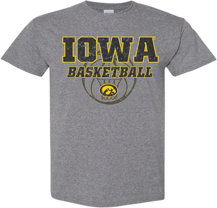 Iowa Basketball - Medium Gray t-shirt for the Iowa Hawkeyes. Officially Licensed and approved by the University of Iowa.