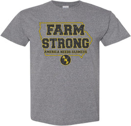 Farm Strong in State of Iowa - Medium Gray t-shirt for the Iowa Hawkeyes. Officially Licensed and approved by the University of Iowa.