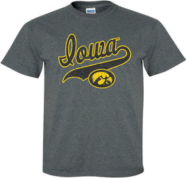 Iowa Script with Tigerhawk - Dark Gray t-shirt for the Iowa Hawkeyes. Officially Licensed and approved by the University of Iowa.