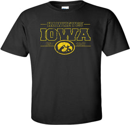 Hawkeyes Iowa Oval Tigerhawk - Black t-shirt for the Iowa Hawkeyes. Officially Licensed and approved by the University of Iowa.