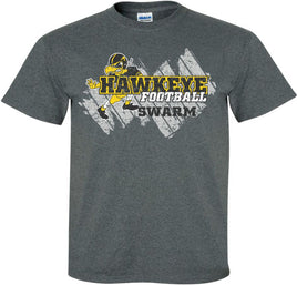 Hawkeye Football with Herky - Dark Gray t-shirt for the Iowa Hawkeyes. Officially Licensed and approved by the University of Iowa.
