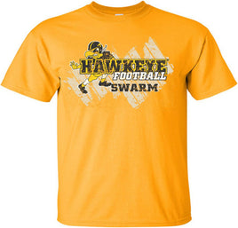 Hawkeye Football with Herky - Gold t-shirt for the Iowa Hawkeyes. Officially Licensed and approved by the University of Iowa.