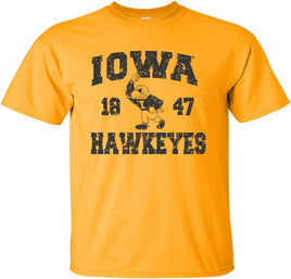 Iowa Hawkeyes 1847 Fighting Herky - Gold t-shirt for the Iowa Hawkeyes. Officially Licensed and approved by the University of Iowa.