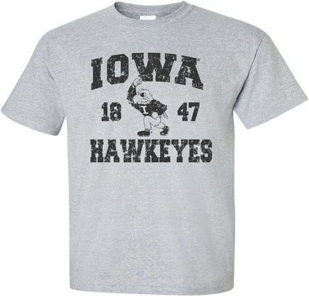 Herky the Hawk is ready to Fight For Iowa! Are you? This Iowa Hawkeyes design features the Fighting Herky logo with 1847. Printed on a pre-shrunk, 90/10 cotton/poly light gray t-shirt with black ink. All of our Iowa Hawkeye designs are Officially Licensed and approved by the University of Iowa.