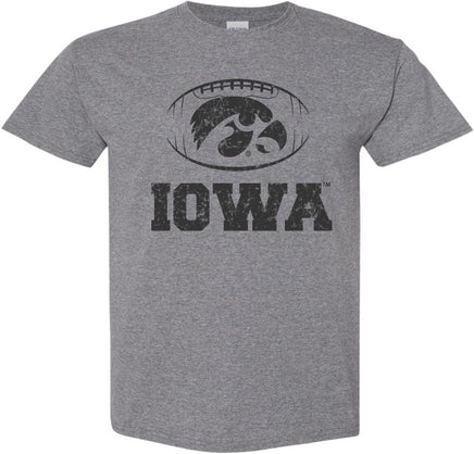 Tigerhawk in football Iowa - Medium Gray t-shirt for the Iowa Hawkeyes. Officially Licensed and approved by the University of Iowa.
