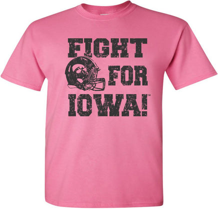 Fight For Iowa with Iowa Helmet - Azalea Pink t-shirt for the Iowa Hawkeyes. Officially Licensed and approved by the University of Iowa.