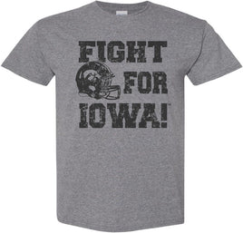 Fight For Iowa with Iowa Helmet - Medium Gray t-shirt for the Iowa Hawkeyes. Officially Licensed and approved by the University of Iowa.