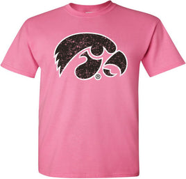 Tigerhawk with outline - Azalea Pink t-shirt for the Iowa Hawkeyes. Officially Licensed and approved by the University of Iowa.