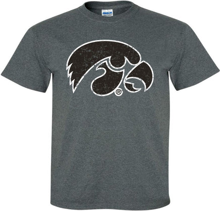Tigerhawk with outline - Dark Gray t-shirt for the Iowa Hawkeyes. Officially Licensed and approved by the University of Iowa.