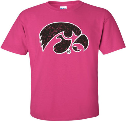 Tigerhawk with outline - Hot Pink t-shirt for the Iowa Hawkeyes. Officially Licensed and approved by the University of Iowa.