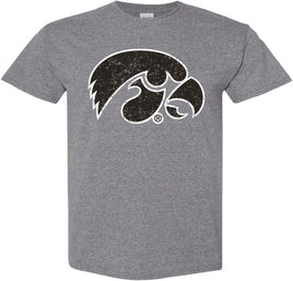 Tigerhawk with outline - Medium Gray t-shirt for the Iowa Hawkeyes. Officially Licensed and approved by the University of Iowa.