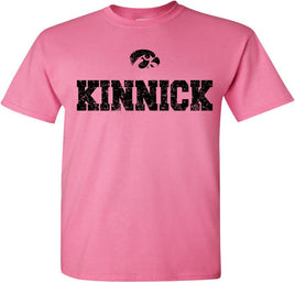 Kinnick with Tigerhawk - Azalea Pink t-shirt for the Iowa Hawkeyes. Officially Licensed and approved by the University of Iowa.